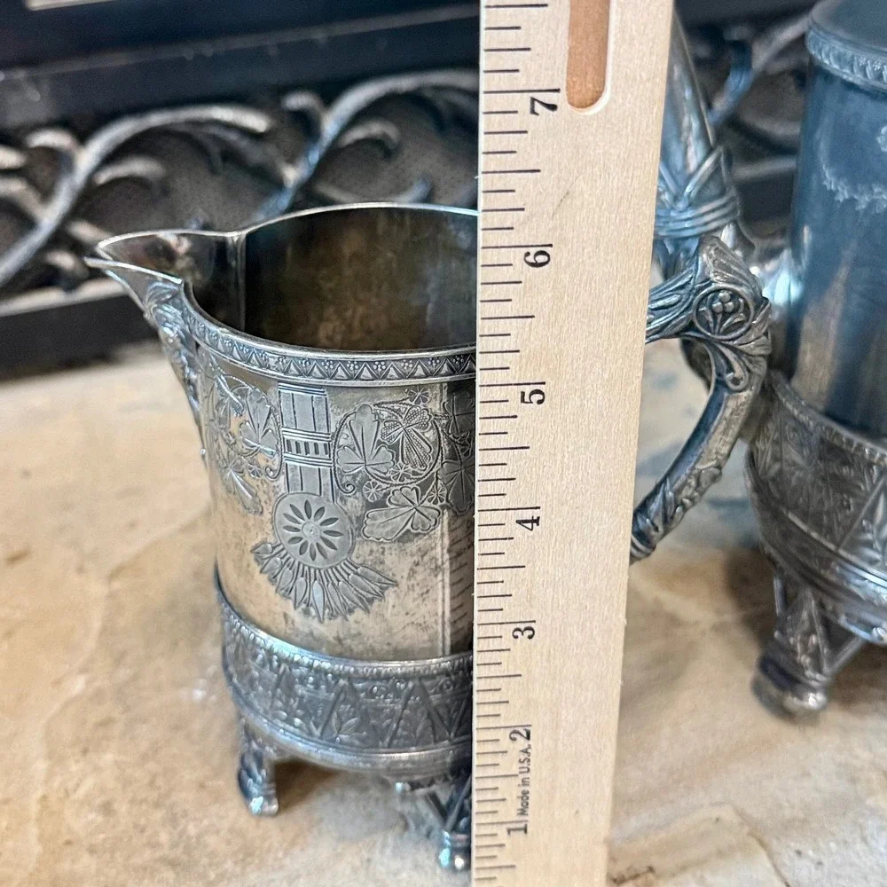 Antique Meriden Britannia 1926 Silverplate‎ Teapot Creamer Victorian Aesthetic